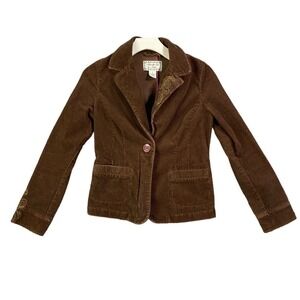 Fossil Corduroy‎ Blazer Jacket Brown Embroidered Collar Women S Western Cowgirl